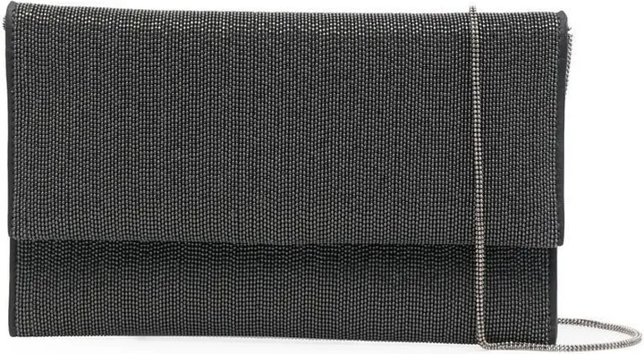 Black Crystal-Embellished Cross Body Bag