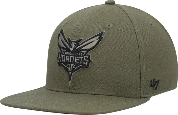 Men's '47 Brand Olive Charlotte Hornets Ballpark Camo Captain Snapback Hat
