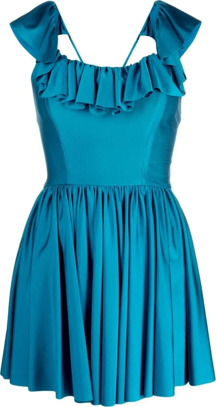 Ruffle-Detail Pleated Mini Dress
