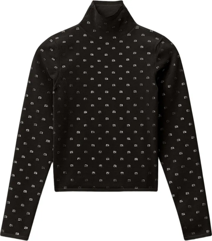 Crystal Logo Turtleneck Black