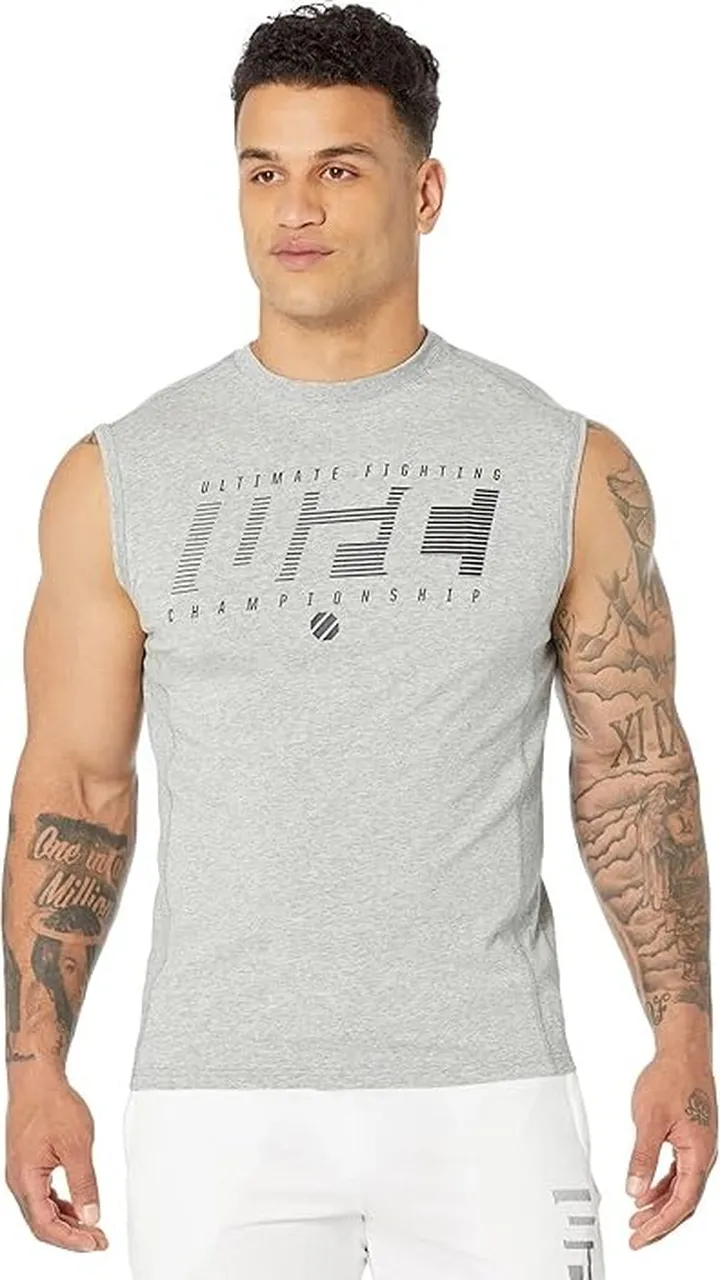 UFC Ultimate Fighting Sleeveless Crew Neck Tee (Sport Grey Heather) Men's Clothing