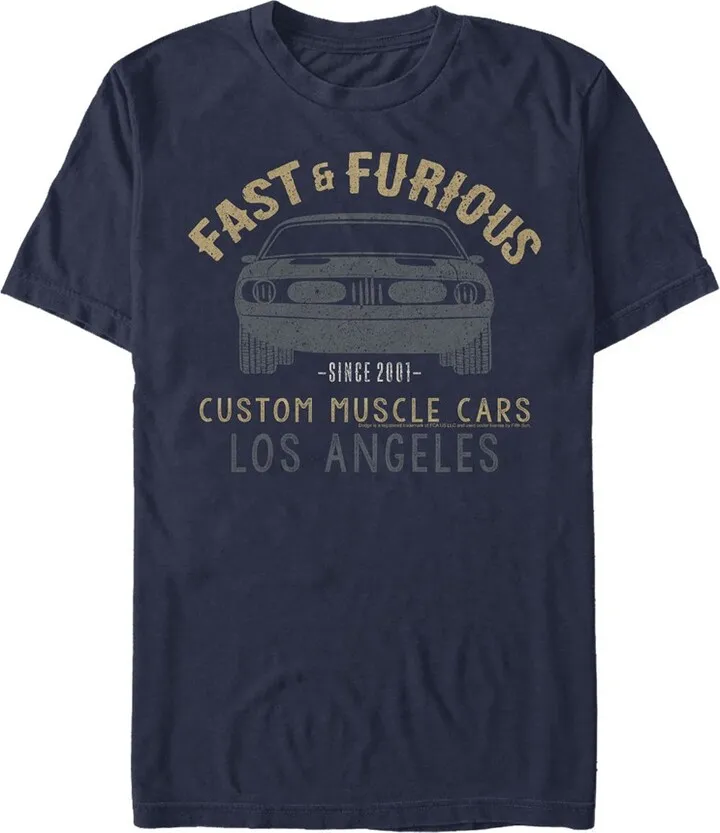 Men's Fast & Furious Custom Muscle Car T-Shirt - Navy Blue - 2X Large