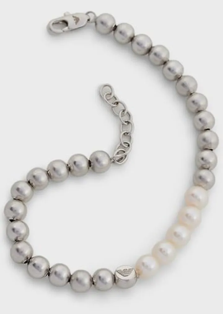 Silver-Tone Brass Beaded Bracelet