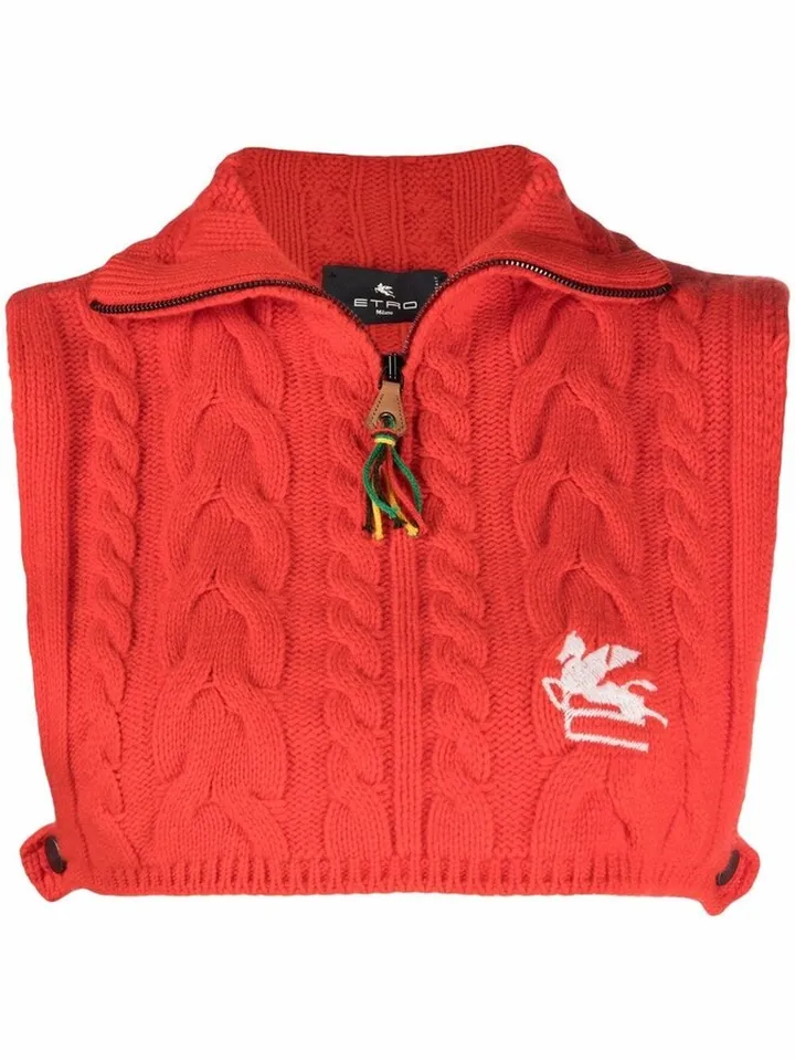 ETRO- Wool-cashmere Blend Cropped Cable-knit Vest
