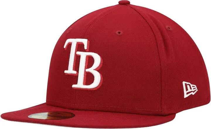 Men's New Era Cardinal Tampa Bay Rays White Logo 59FIFTY Fitted Hat