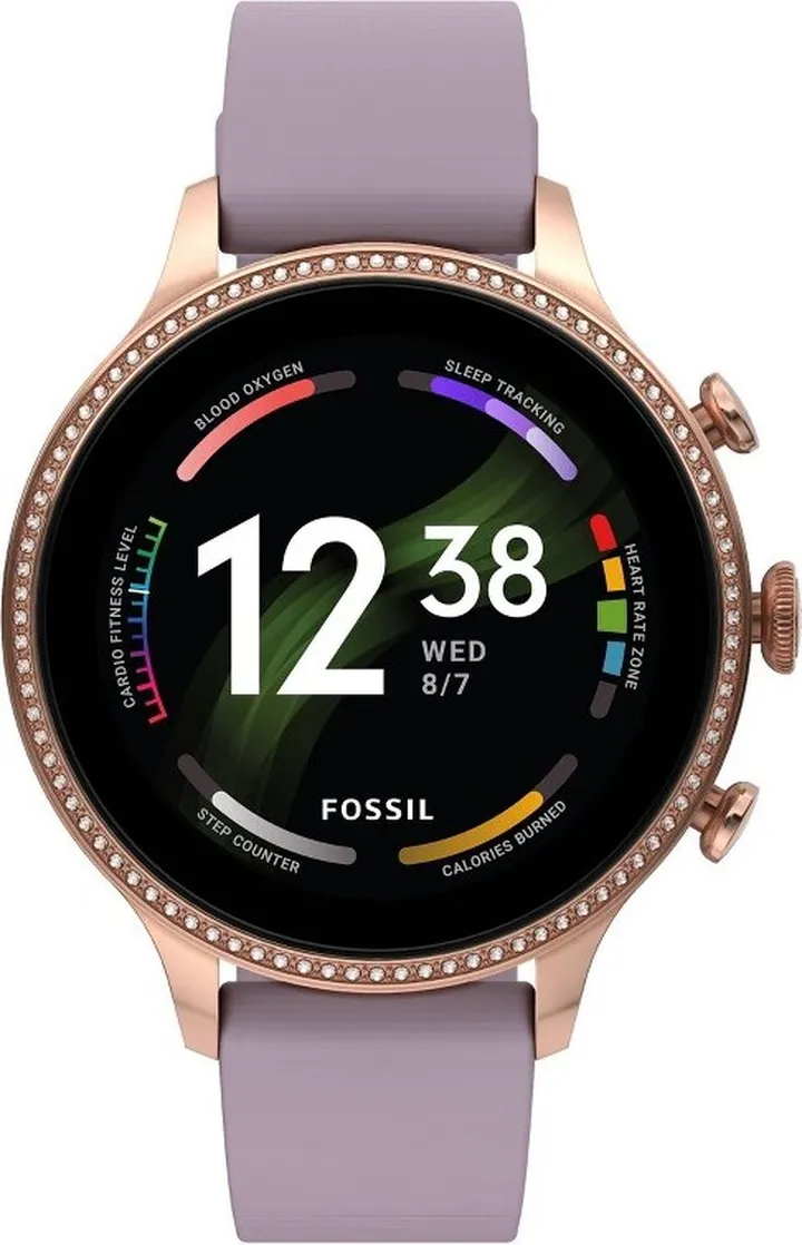 Fossil Gen 6 Smartwatch 42mm - Rose Gold with Purple Silicone
