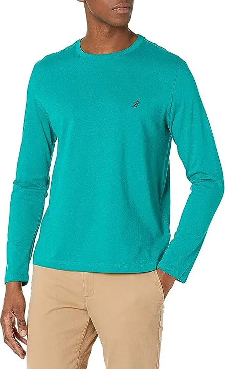 Nautica Men's J-Class Logo Long Sleeve T-Shirt (Parasail Green) Men's T Shirt