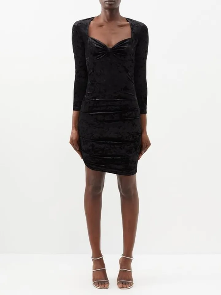 Goji Sweetheart-neck Velvet Mini Dress