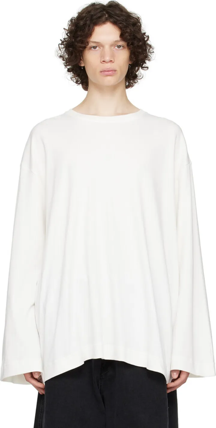 Hed Mayner White Crewneck Long Sleeve T-Shirt