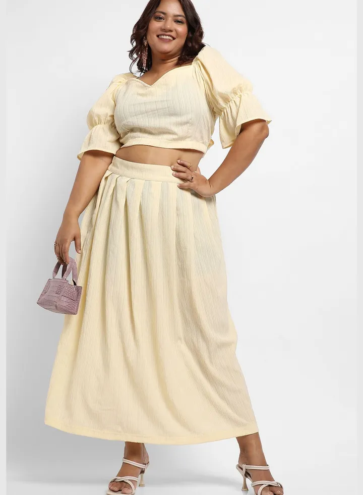 Solid Sweetheart Neck Puff Sleeve Top and Dress Set