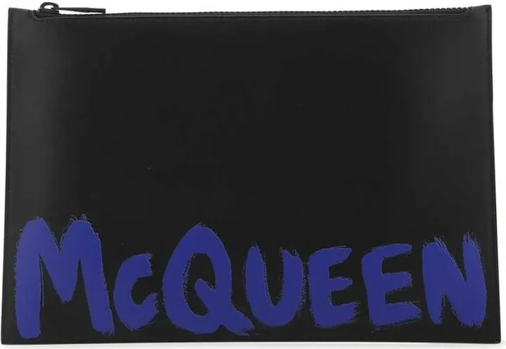 Alexander McQueen Graffiti Logo-Printed Zipped Clutch Bag