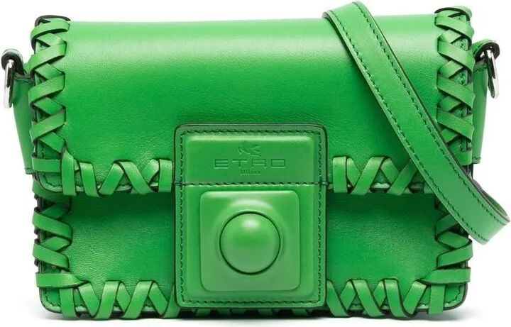 Whipstitch-Trim Flap Crossbody Bag