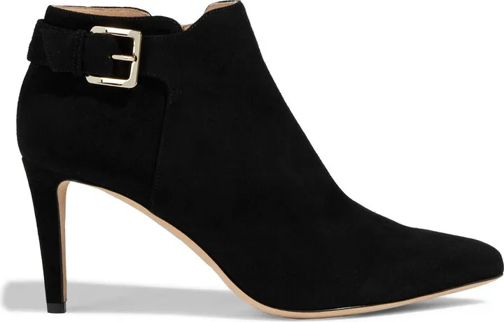Buckled suede ankle boots