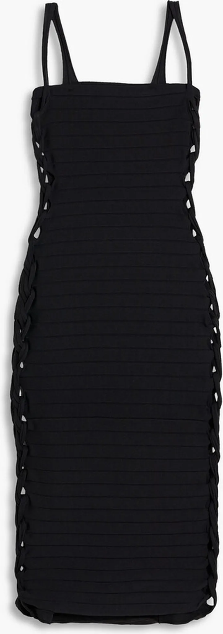 Braided ribbed-knit dress