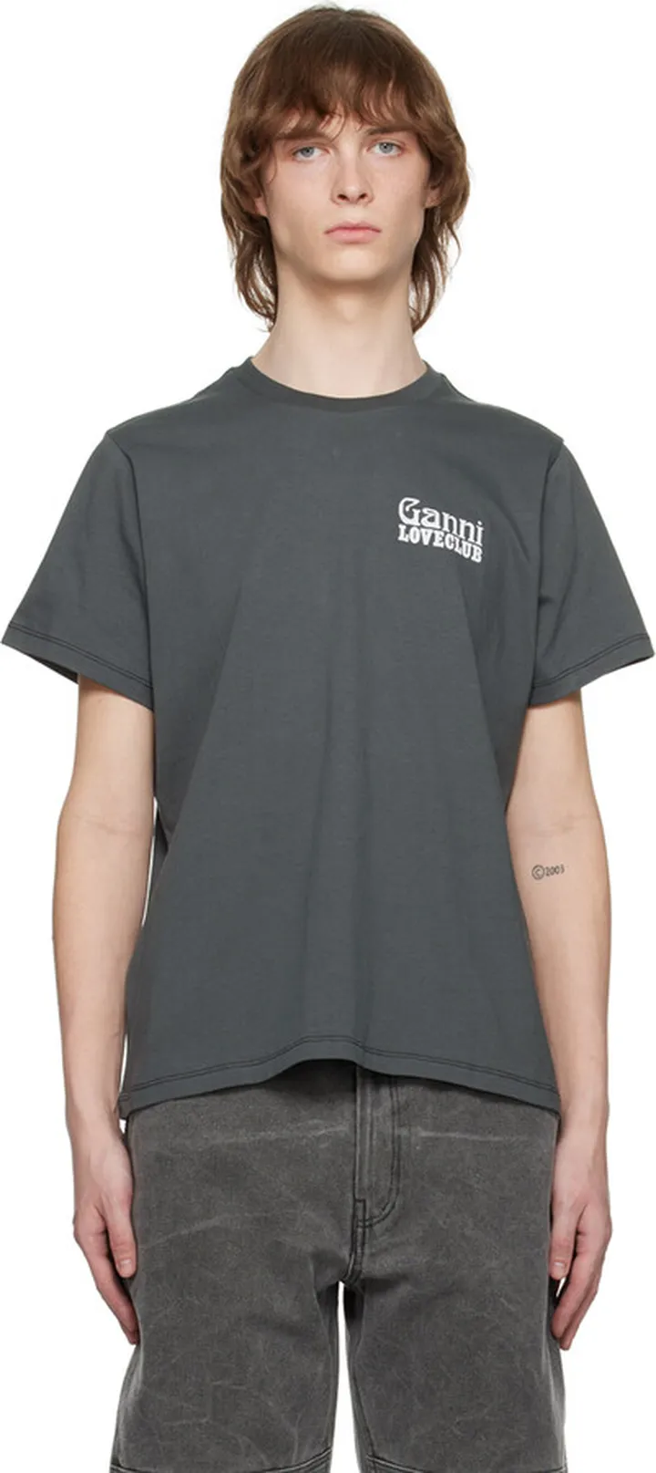 GANNI Gray Loveclub T-Shirt