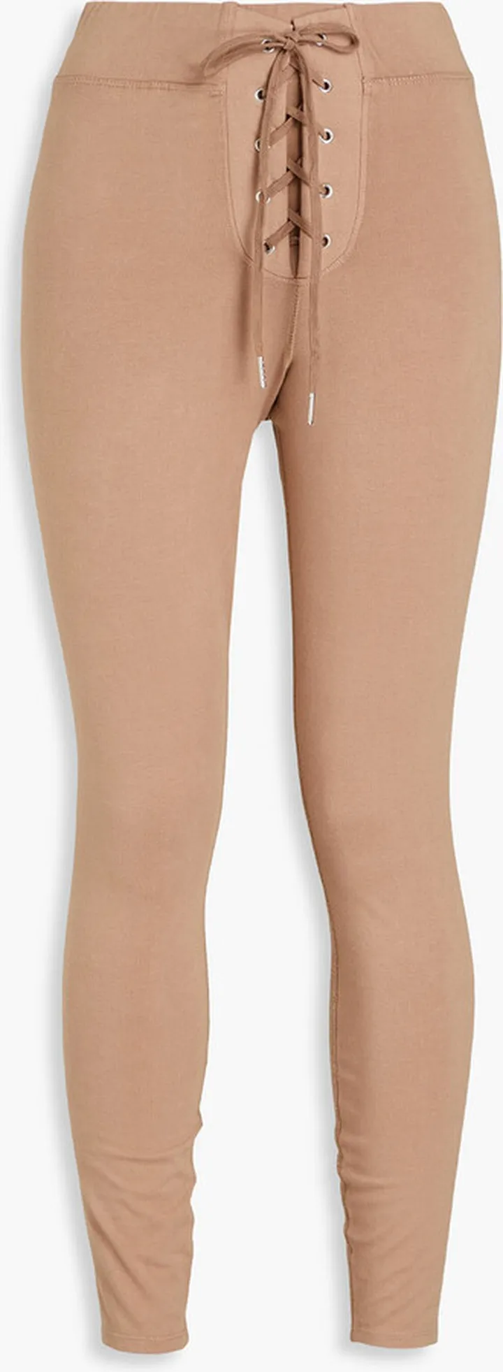 Cropped lace-up stretch-cotton jersey leggings