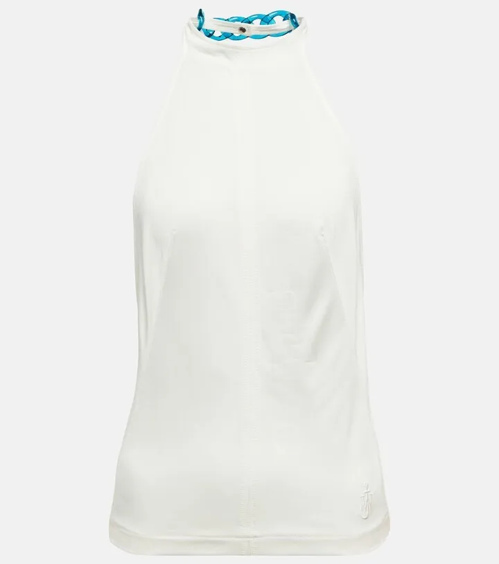 Chain-embellished halterneck top