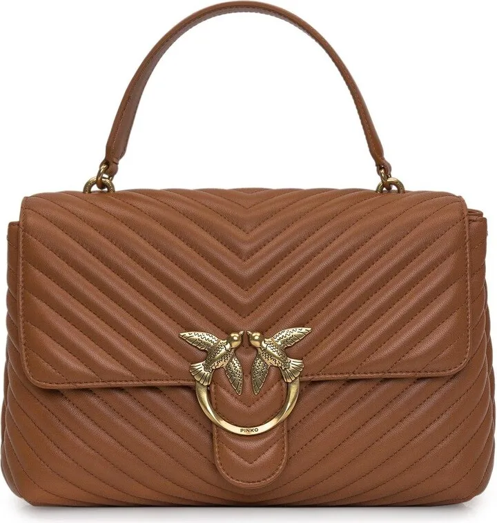 Love-birds Logo Plaque Quilted Shoulder Bag