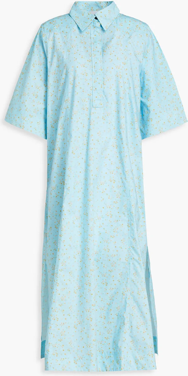 Floral-print cotton midi dress