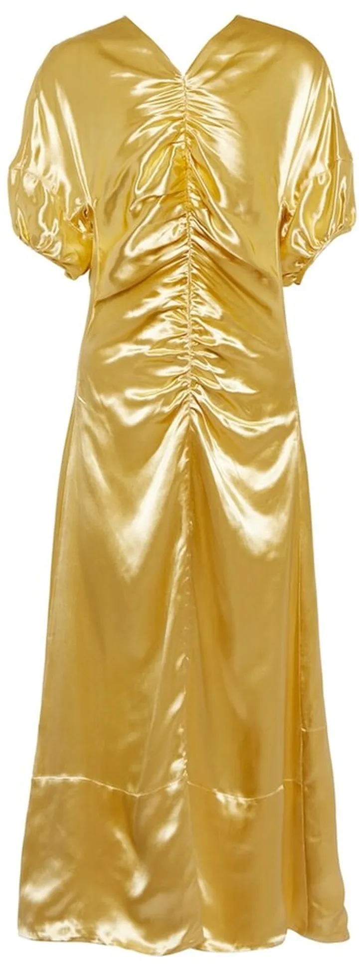 Glace gathered satin midi dress