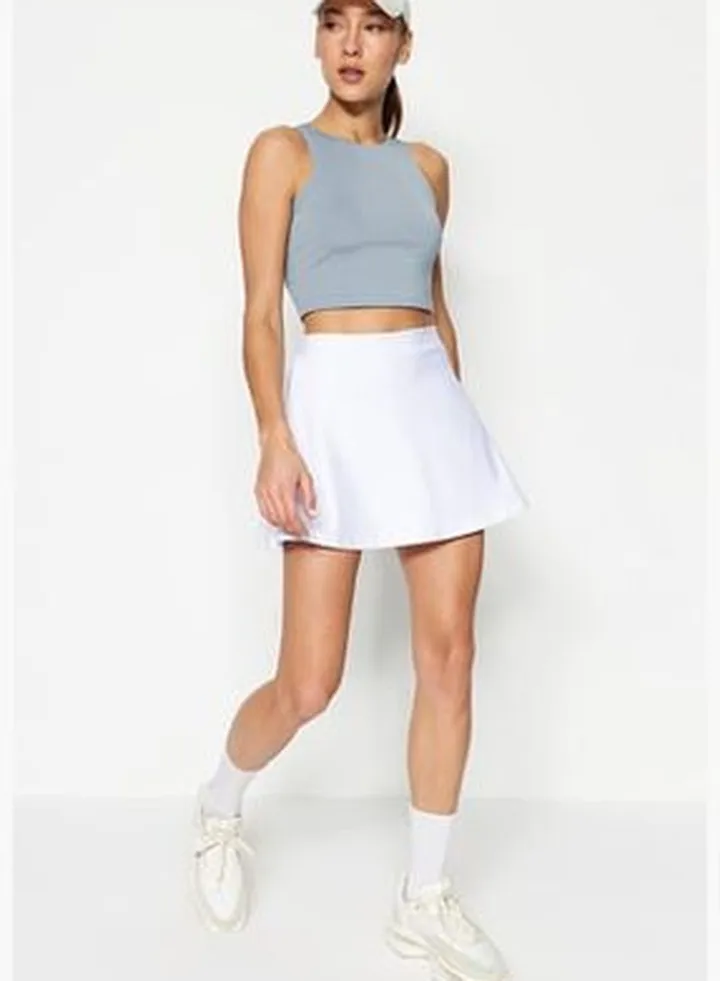 White 2 Layers Sports Shorts Skirt TWOSS22SR00067