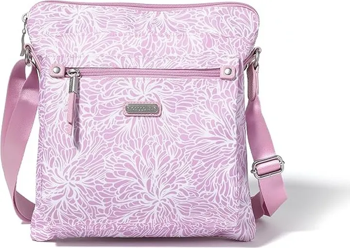 Baggallini Go Bagg with RFID Phone Wristlet (Pink Blossom) Cross Body Handbags