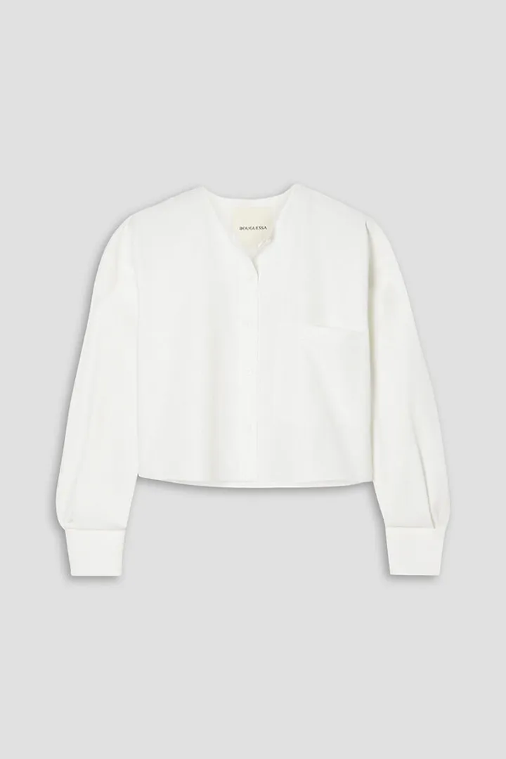Hibah cropped cotton-poplin shirt