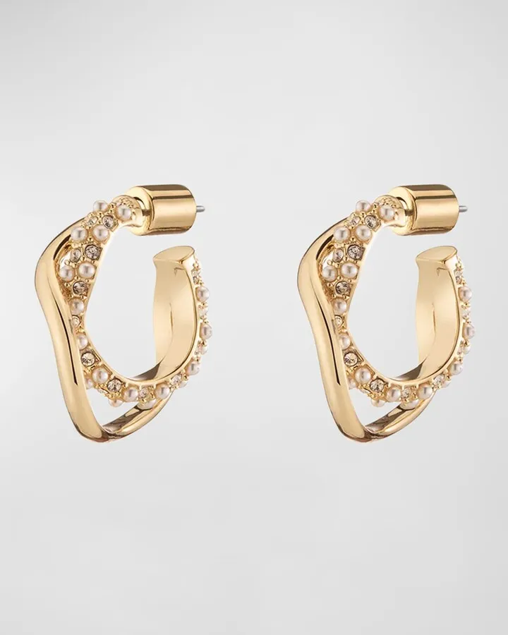 12K Gold-Plated Sia Mini Pave Crystal Earrings