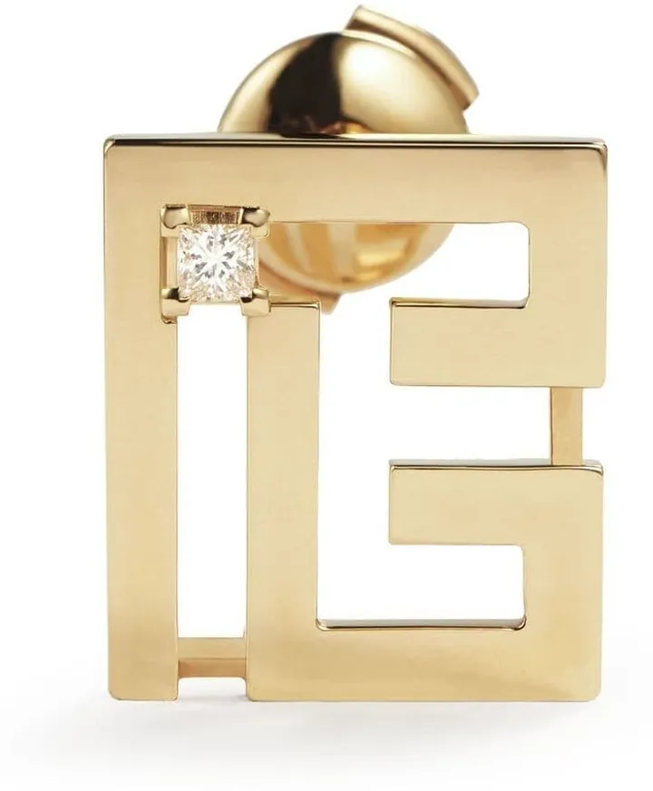 18kt yellow gold Labyrinth PB diamond single stud earring