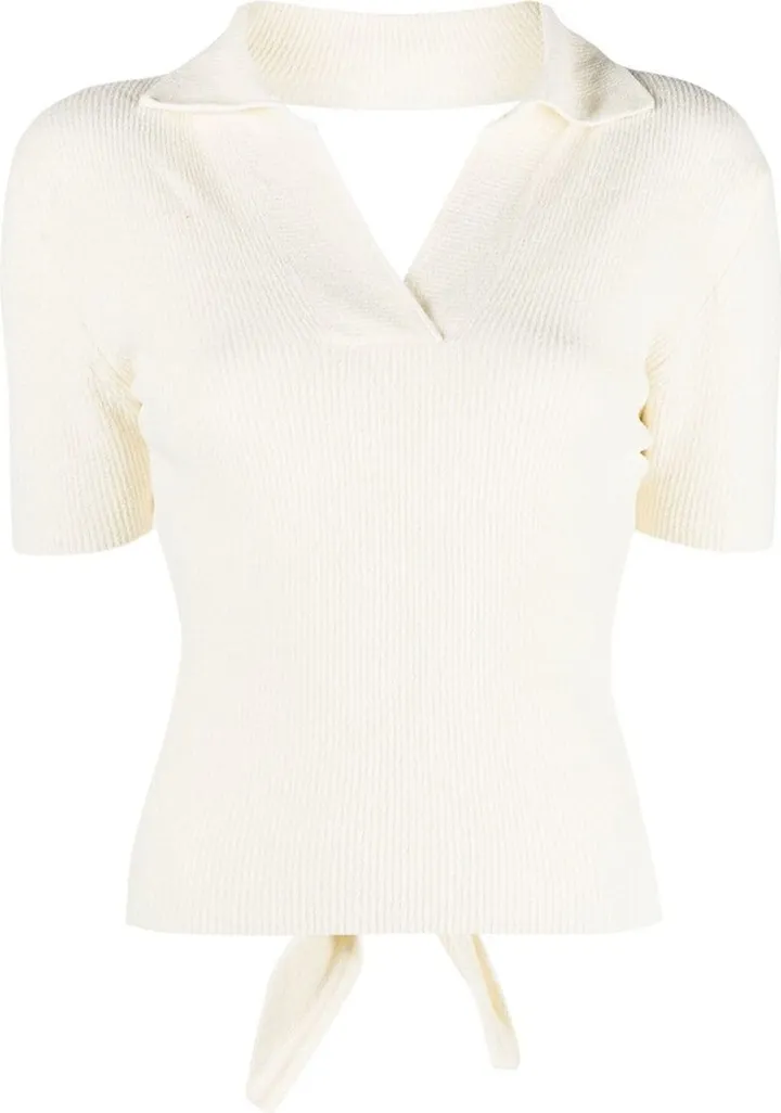 Spread-Collar Knitted Top