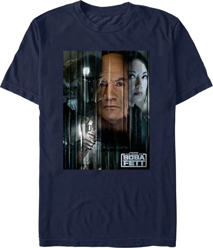 Men's Star Wars: The Book of Boba Fett Faces Of Heroes On Tatooine T-Shirt - Navy Blue - Large