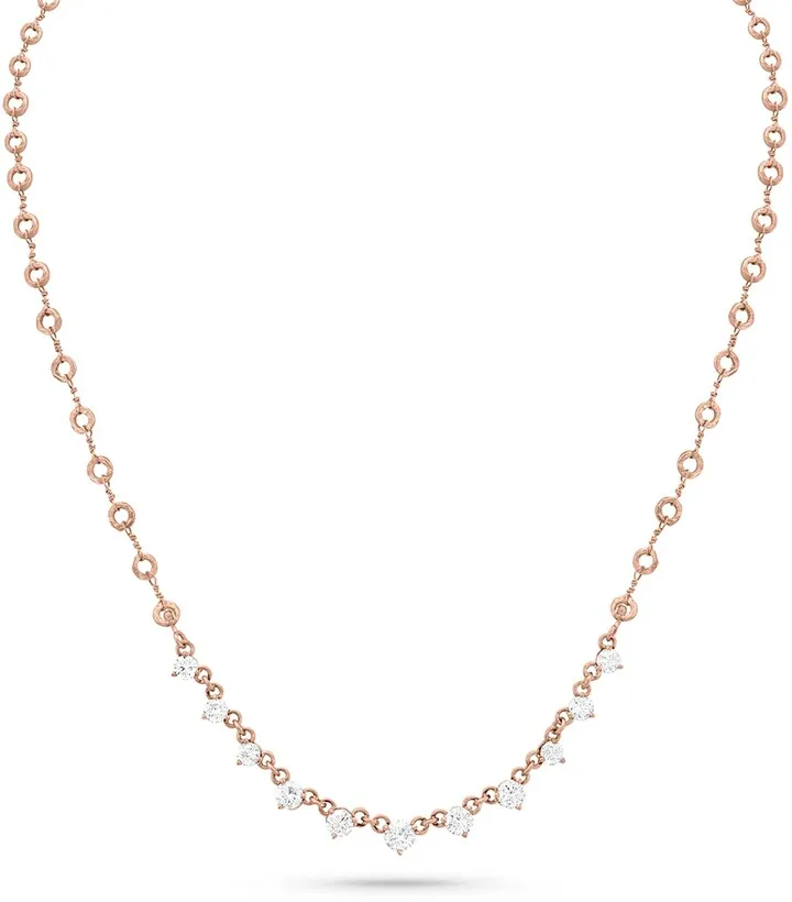 Rose Gold Graduated White Diamond Bezel Choker