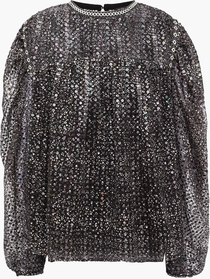 Embellished organza blouse