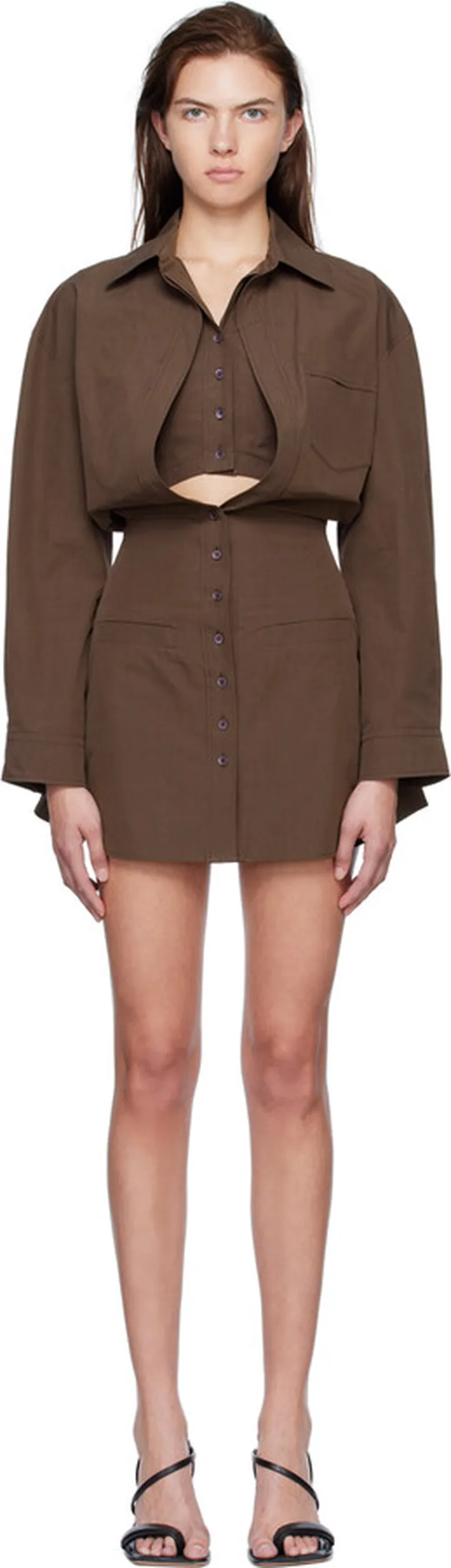 Jacquemus Brown 'La Robe Baunhilha' Minidress