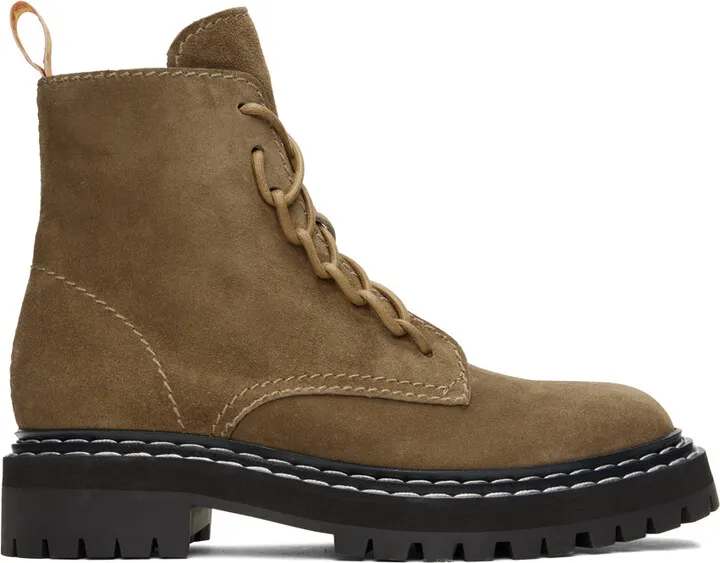 Proenza Schouler Taupe Lug Sole Combat Boots