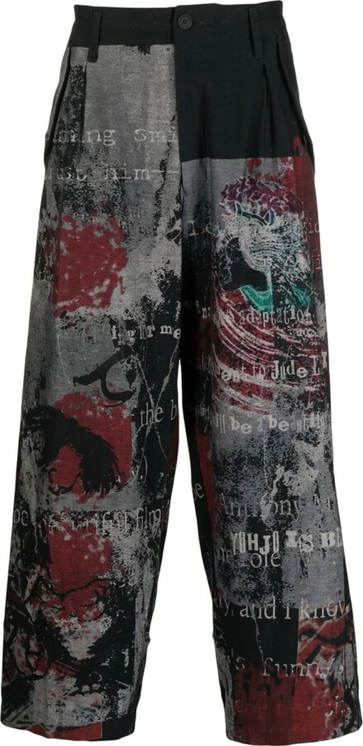 Graphic-Print Wide-Leg Trousers