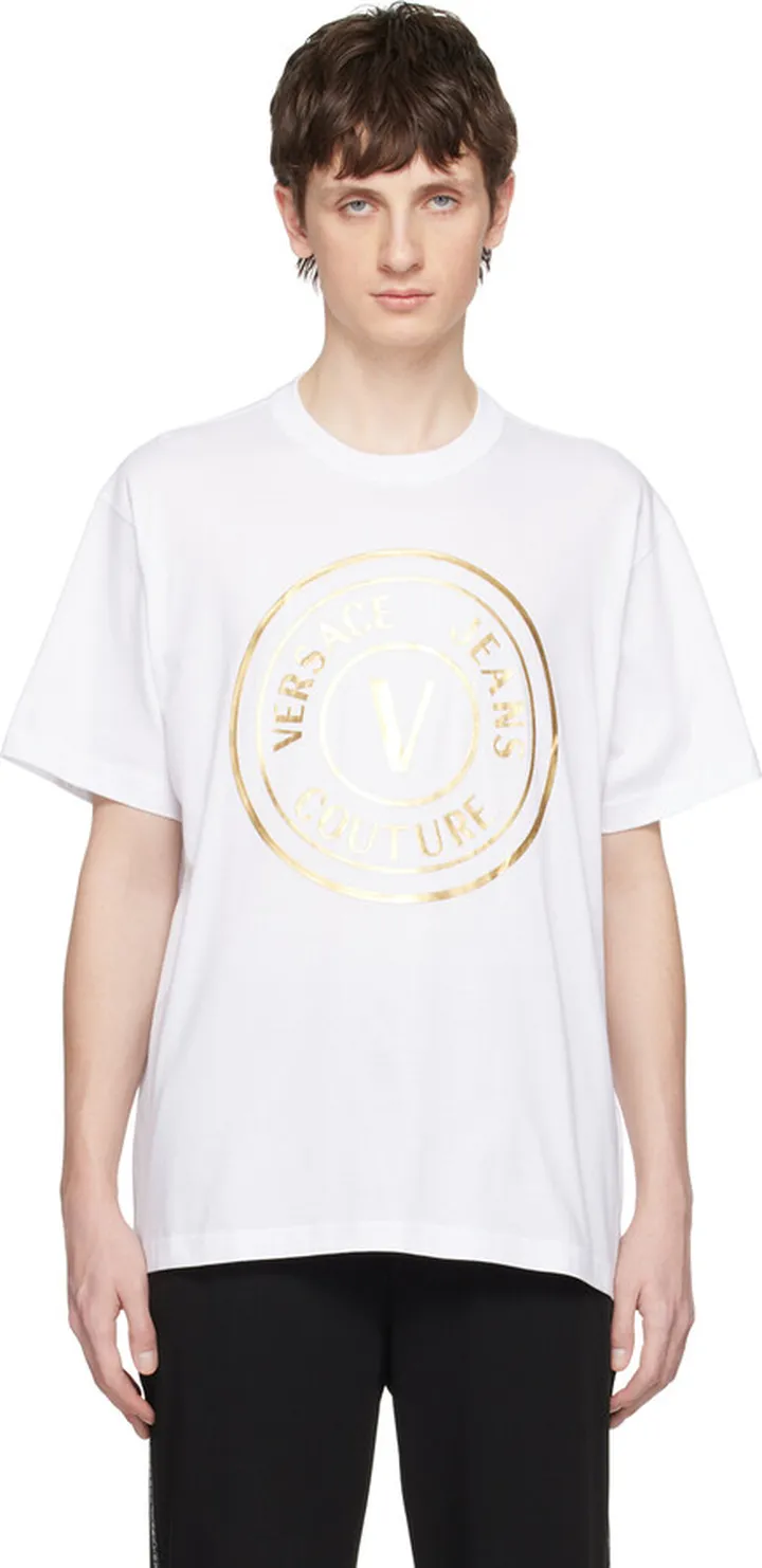 Versace Jeans Couture White V-Emblem T-Shirt