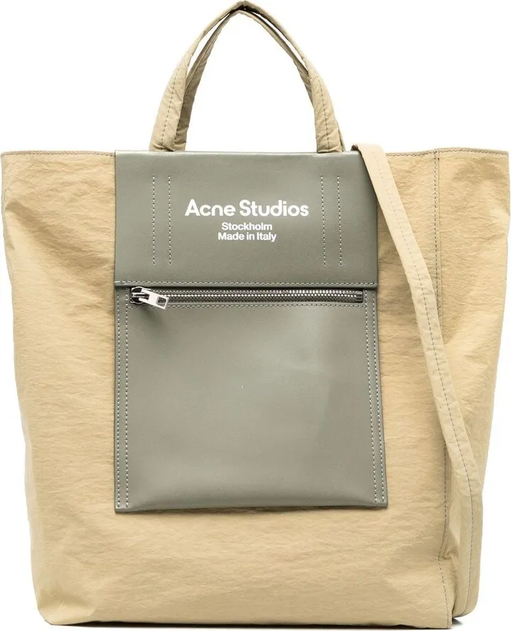 Leather Logo Print Tote Bag