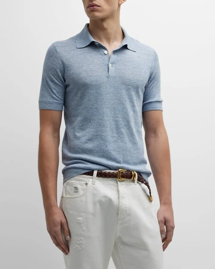 Men's Short-Sleeve Polo Sweater