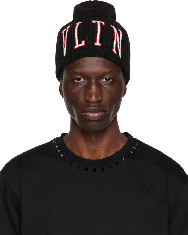 Valentino Garavani Black 'VLTN' Beanie