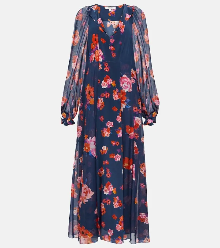 Floral Freedom silk crepe de chine midi dress
