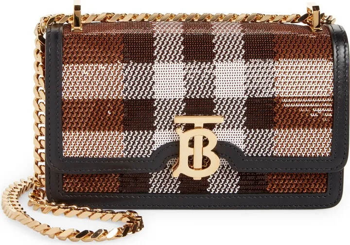 Elongated TB Sequin Check Crossbody Bag