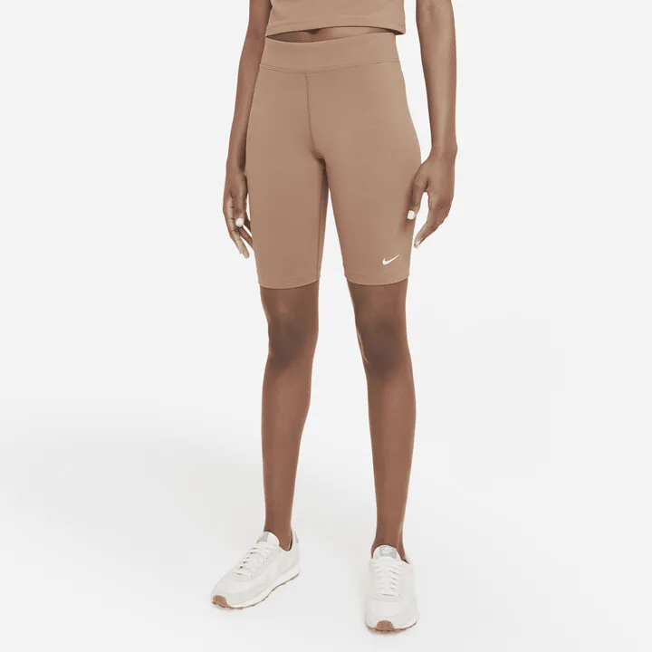 Women's Nike Sportswear Essential Mid-Rise Biker Shorts in Brown