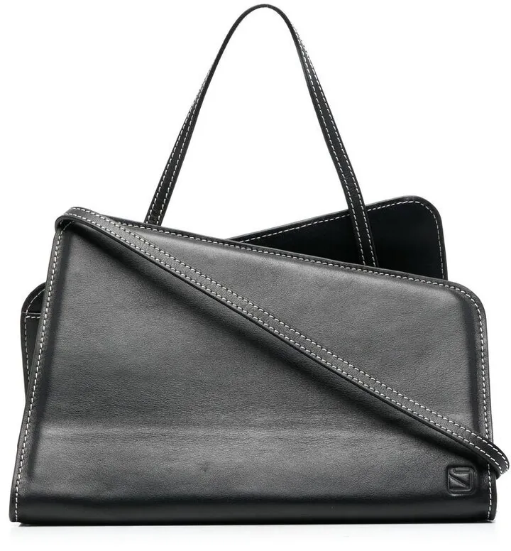 Slant leather shoulder bag