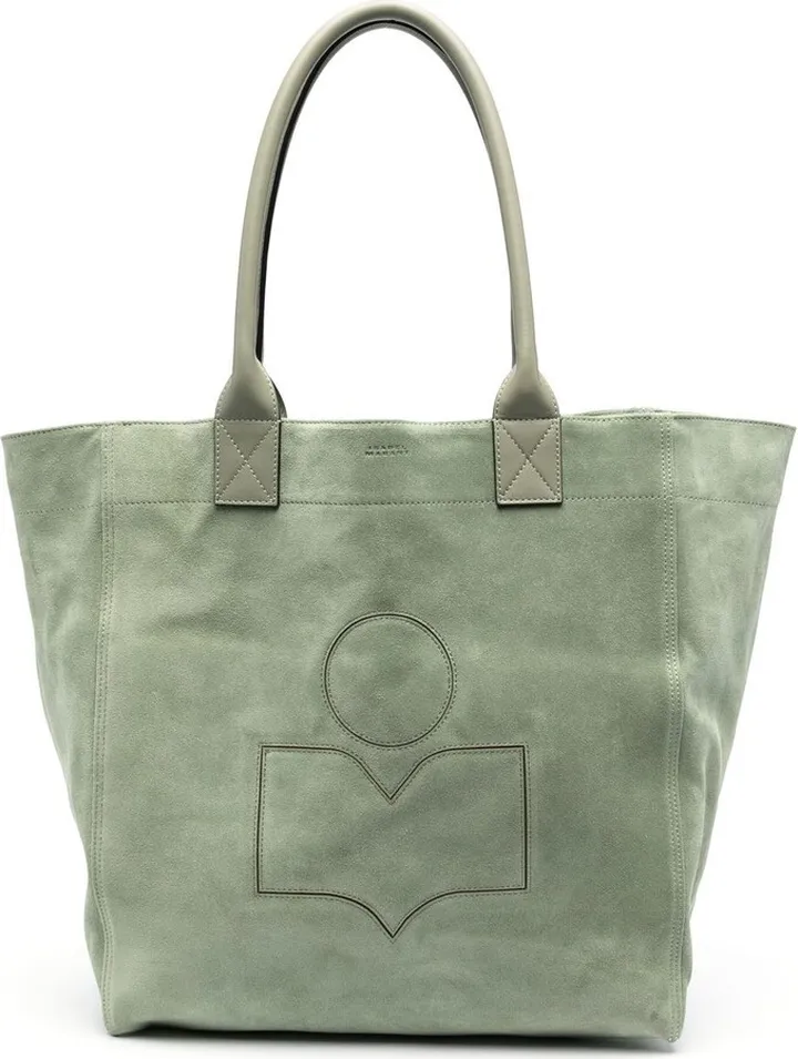 Logo-Embroidered Suede Tote Bag