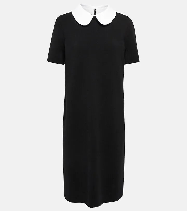 Round collar wool-blend midi dress