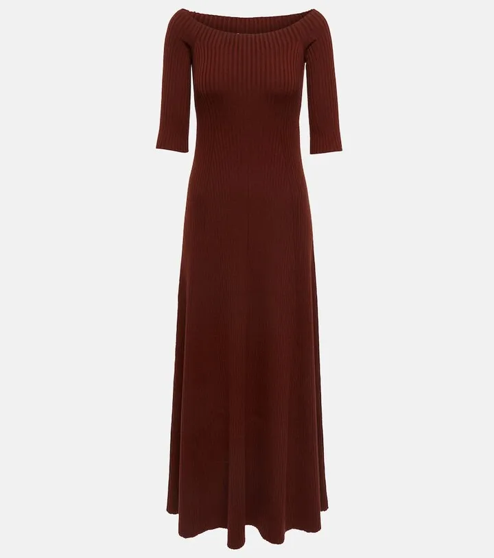 Ribbed-knit wool and cashmere maxi dress