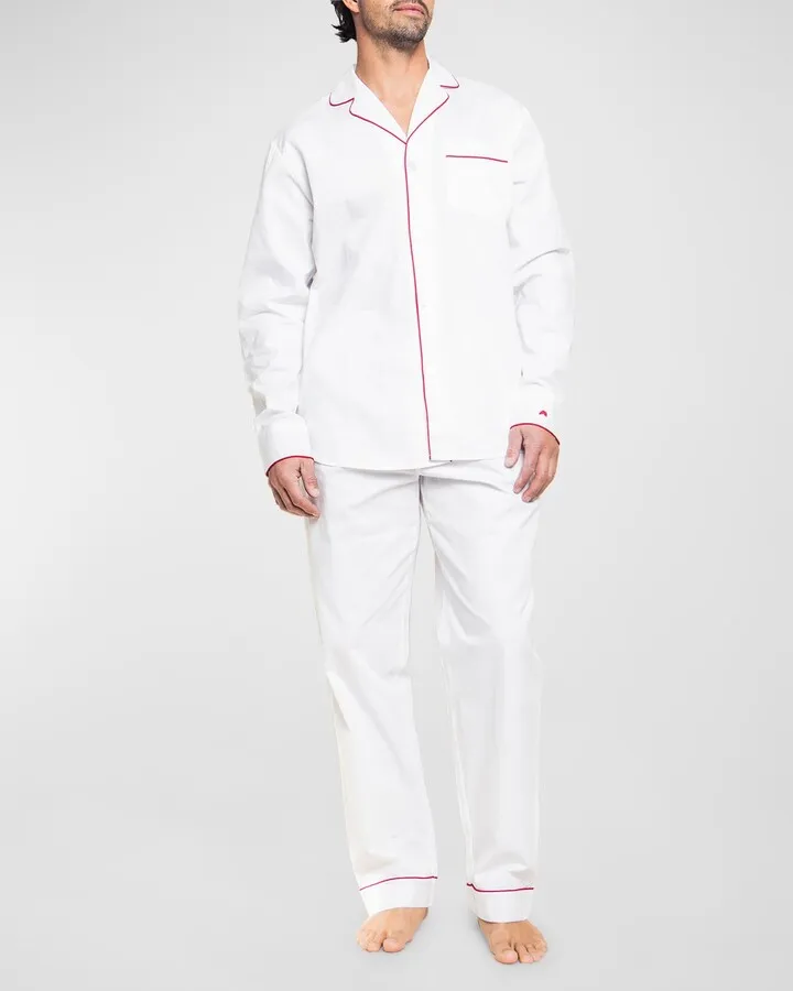 Men's Piped Cotton Pajama Set