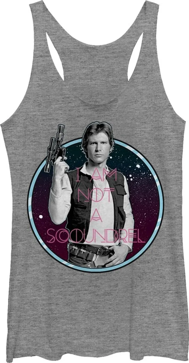 Women's Star Wars Han Solo Not a Scoundrel Racerback Tank Top - Gray Heather - Small