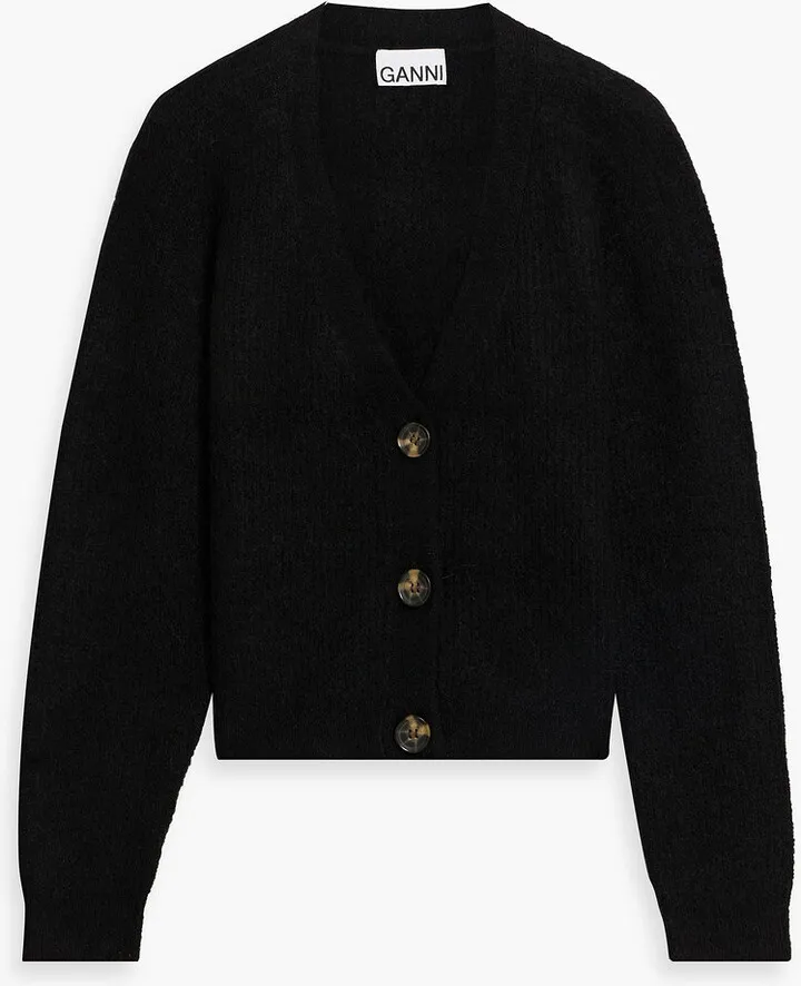 Brushed ribbed-knit cardigan